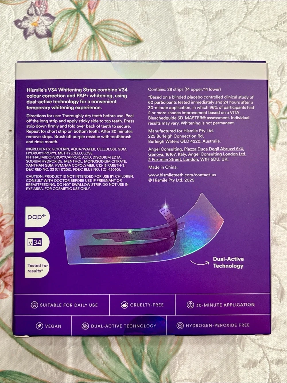 Hismile V34 Teeth Whitening Strips Color Corrector Purple Stain Treatment